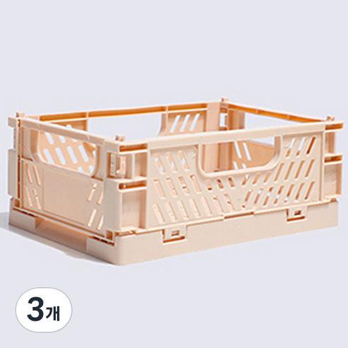 다용도 수납 정리함 폴딩 박스 S, 연핑크, 3개