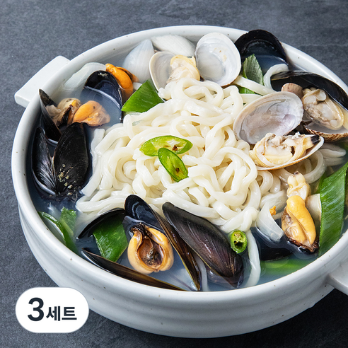 바다자리 생물조개 칼국수 2인분, 500g, 3세트