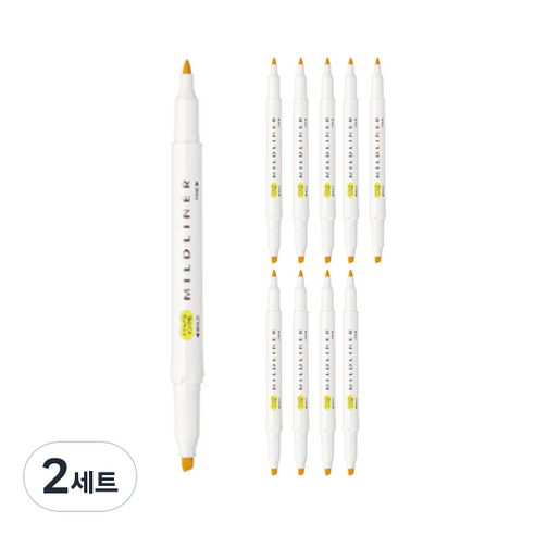 마일드라이너 형광펜, 레몬옐로우, 20개