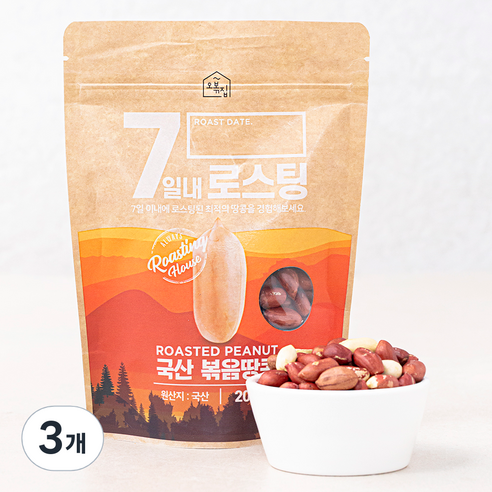 오볶집 7일내 로스팅 볶음땅콩, 200g, 3개