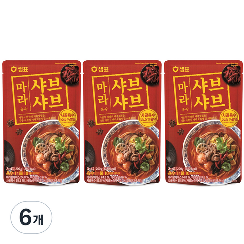 샘표 마라 샤브샤브 육수, 200g, 6개