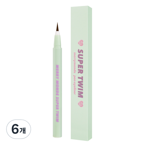 메리몽드 슈퍼트임 펜 아이라이너 0.5g, 02 초코브라우니, 6개