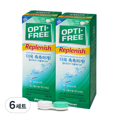 옵티프리 리플레니시 렌즈세정액 2p + 렌즈케이스, 300ml, 6세트
