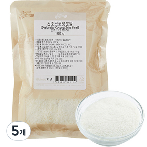 브레드가든 건조 코코넛 분말, 180g, 5개