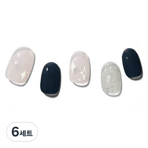 데싱디바 글로우 네일스티커 세트, 스파클링 드롭, 6세트