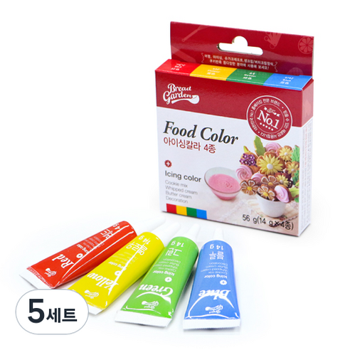 브레드가든 아이싱칼라 4종, 56g, 5세트