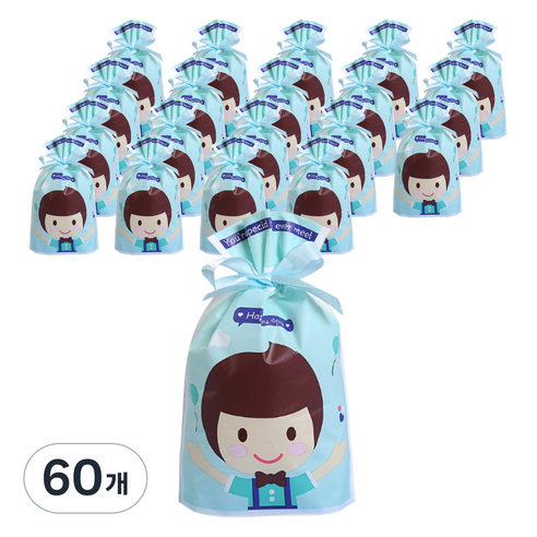세븐집 간식 포장 심플 비닐 구디백, 블루, 60개