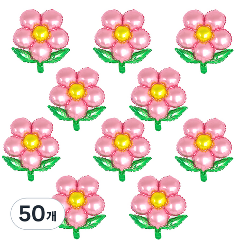 파티쇼 잎사귀플라워 은박풍선, 핑크, 50개
