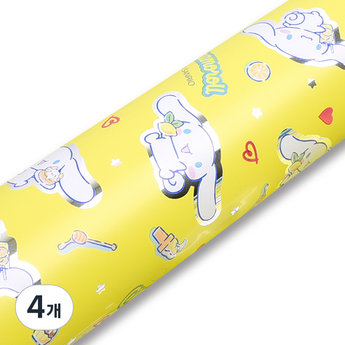 좋은기븐 산리오 메탈포장지 37.5cm X 12m, 시나모롤 옐로우, 4개
