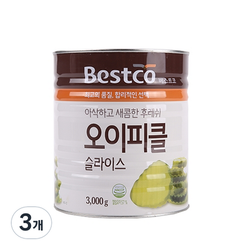 베스트코 오이피클 슬라이스, 3000g, 3개