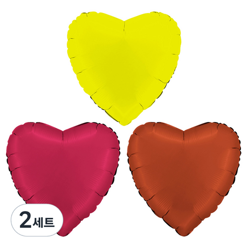그라보벌룬 은박 하트풍선 3종 세트, 매트라임그린, 새틴체리, 새틴브릭레드, 2세트