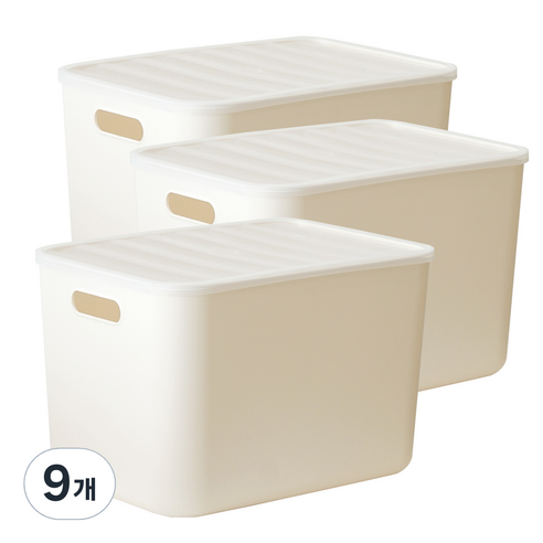 보노하우스 아이엠 리빙박스 수납정리함 L 23.5L, 크림, 9개