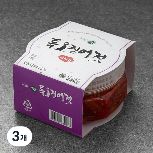 녹선 특오징어젓, 250g, 3개