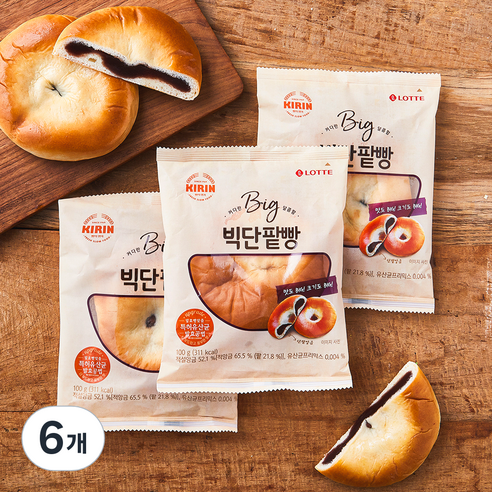 기린 빅단팥빵, 1개입, 6개