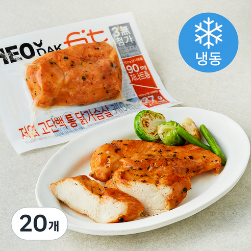 허닭 FIT 저염 고단백 통 닭가슴살 케이준 (냉동), 100g, 1개입, 20개