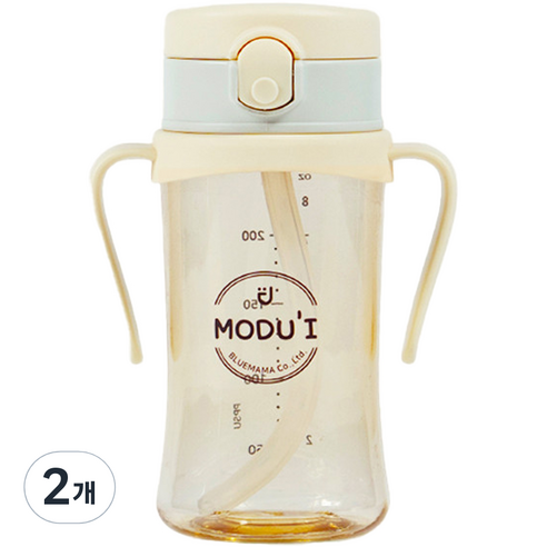 블루마마 모두아이 리뉴얼 원터치 빨대컵 260ml, 버터, 260ml, 2개