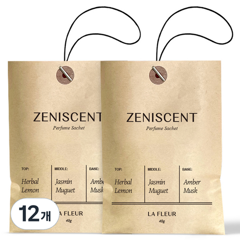 제니센트 퍼퓸 사쉐 옷장방향제 라 플레르, 40g, 12개