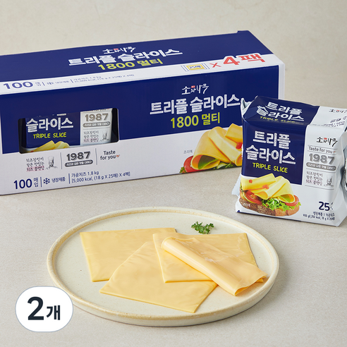 소와나무 동원 트리플 슬라이스 치즈, 18g, 2개, 100개입