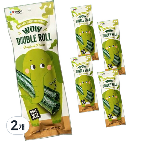 kokiri 와우 더블롤 김스낵 오리지널 5p, 25g, 2개