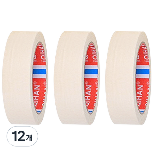 디파워샵 단색 종이 마스킹 테이프 40mm x 20m, 아이보리, 12개