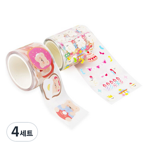 인디케이 마스킹 테이프 치즈 스윗 소스 + 카니발 파티 세트, 혼합색상, 4세트
