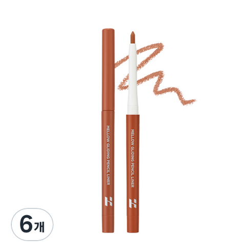 홀리카홀리카 멜로우 글라이딩 펜슬 라이너 0.3g, 04 코랄 브륄레, 6개