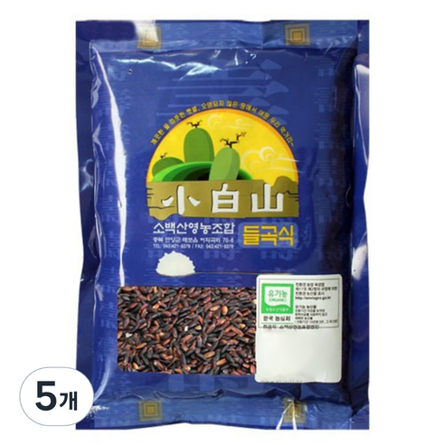 소백산영농조합 유기농 발아 찰흑미, 500g, 5개