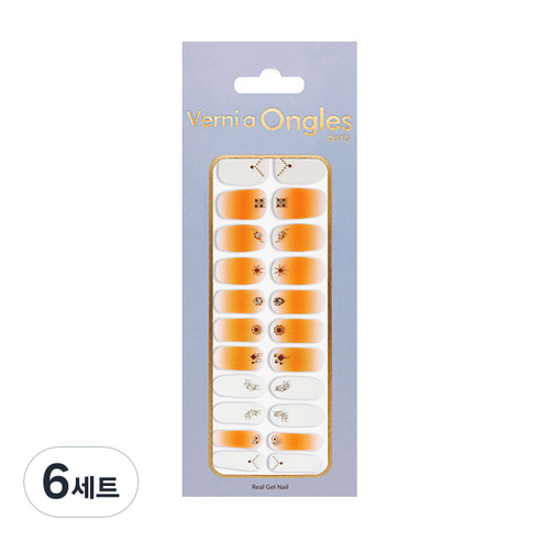 베르니아옹글스 리얼 젤네일 스티커 22p + 파일 + 알콜솜 세트, V-37 쥬씨칵테일, 6세트