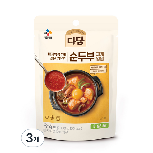 다담 순두부찌개 양념, 130g, 3개