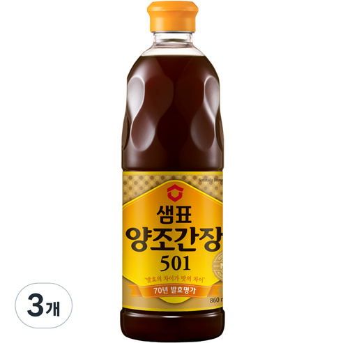 샘표 양조간장 501, 860ml, 3개