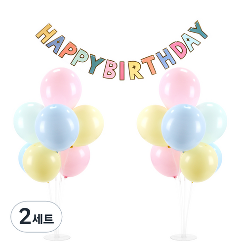 파티 가랜드 풍선스탠드 세트, 마카롱 랜덤발송(풍선), 마카롱(가랜드), 2세트