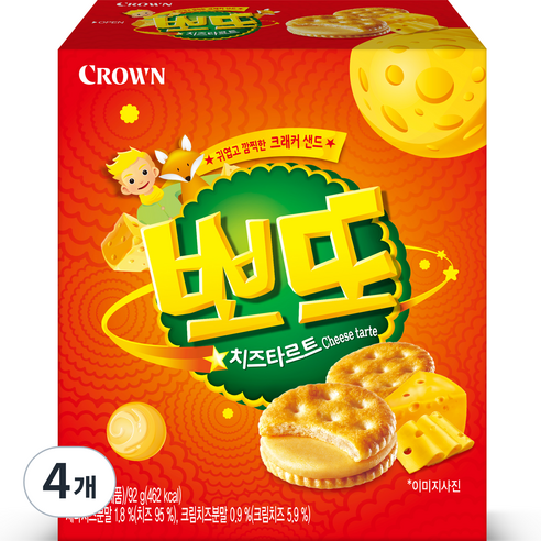 크라운 뽀또 치즈타르트, 92g, 4개