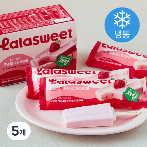 라라스윗 저당 딸기 요거트바 아이스크림 (냉동), 5개, 6개입, 70ml