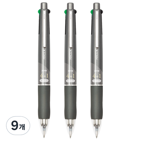 자바펜 제트 4+1 멀티펜 0.7mm, 실버, 9개