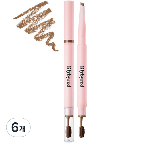 릴리바이레드 하드 플랫 아이브로우 오토펜슬 0.17g, 02 미디엄 브라운, 6개