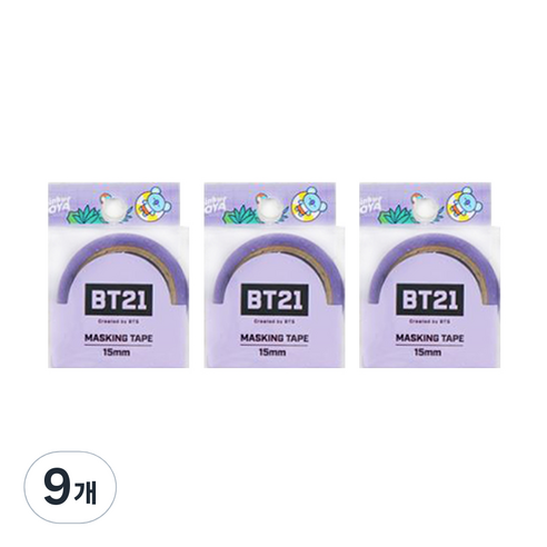 라인프렌즈 BT21 마스킹테이프 15mm, 코야, 9개