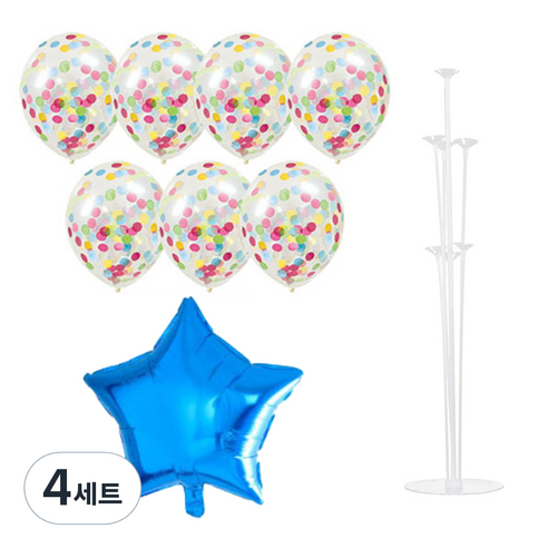 파티쇼 풍선꽂이장식세트 70cm, 은박컨페티 2번, 4세트
