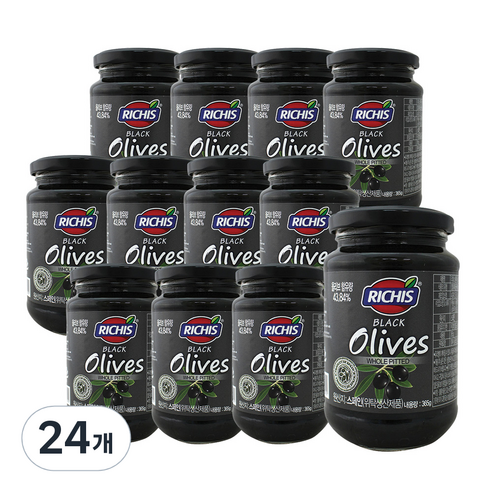 리치스 블랙 올리브 홀 피티드, 365g, 24개