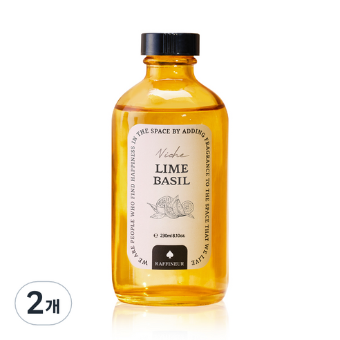 라피네르 니치 옐로우 에디션 대용량 디퓨저 230ml, 라임바질, 2개