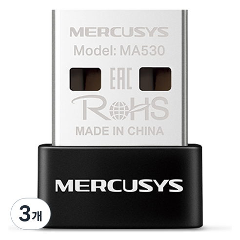 머큐시스 블루투스 5.4 나노 USB 어댑터, 블랙, 3개, MA530