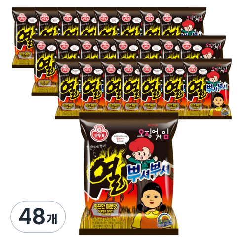 오뚜기 열 뿌셔뿌셔 라면과자 화끈한 매운맛, 48개, 90g