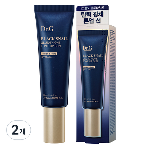 닥터지 블랙 스네일 글루타치온 톤업 선 SPF50+ PA++++, 2개, 50ml