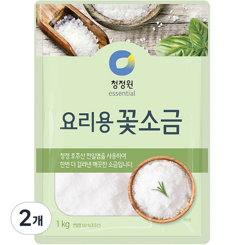 청정원 요리용 꽃소금, 1kg, 2개
