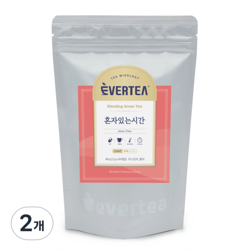 에버티 혼자있는시간 24티백 리필팩 홍차 블렌딩티 삼각티백, 2g, 24개입, 2개