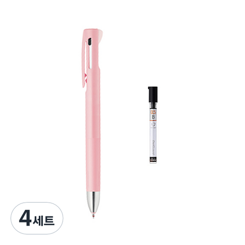 제브라 블렌 2+S 샤프 0.7mm + B샤프심, 핑크(샤프바디), 4세트