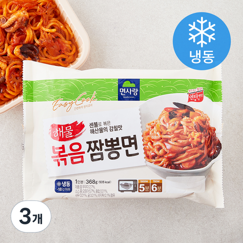 면사랑 볶음짬뽕면 1인분 (냉동), 368g, 3개
