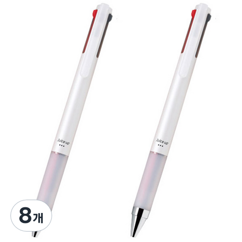 파이롯트 다기능 젤잉크 쥬스업 3색 다색펜 0.4mm, 화이트, 8개