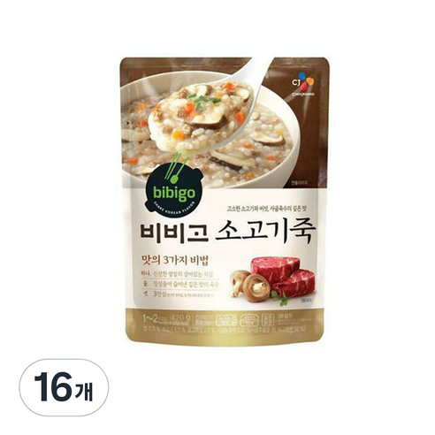 비비고 소고기죽, 420g, 16개