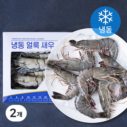 오션스글로벌 블랙타이거 얼룩 새우 (냉동), 2개, 500g(8미)