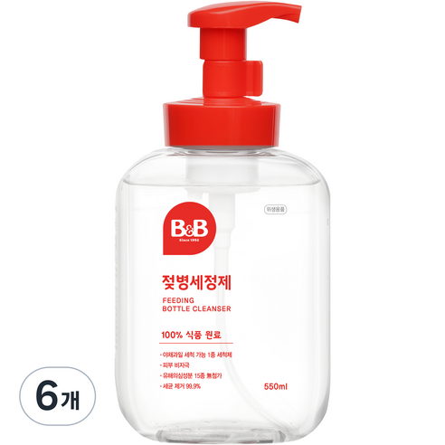 비앤비 젖병세정제 거품형 리뉴얼, 6개, 550ml